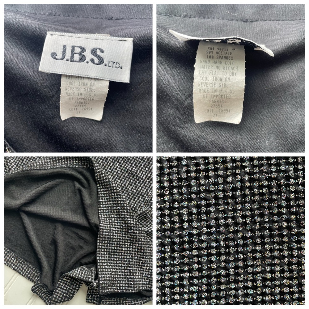 J.B.S. Ltd Tunic Blouse Black Size 2X Vintage Metallic Glitter Formal stretch - Picture 5 of 8